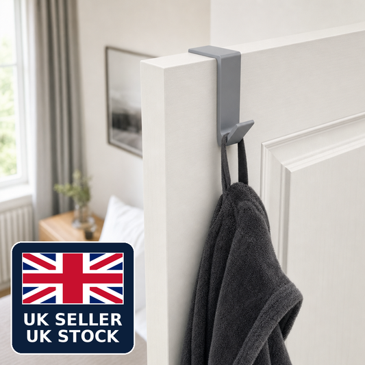 Over Door Hook Coat Towel Hanger No Screws Fits 35mm to 54mm Doors UK