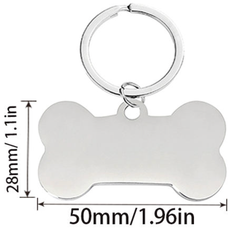 Personalised Bone Dog Tag Engraved Pet ID Name Tag 4 Fonts 4 Colours 50mm