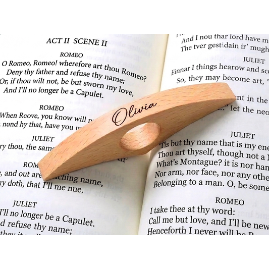 Personalised Wooden Book Page Holder Engraved Name Hands-Free Reading Gift UK