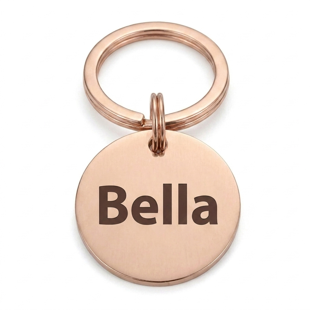 Personalised Round Dog Tag Engraved Pet ID Stainless Steel 30mm 4 Colours